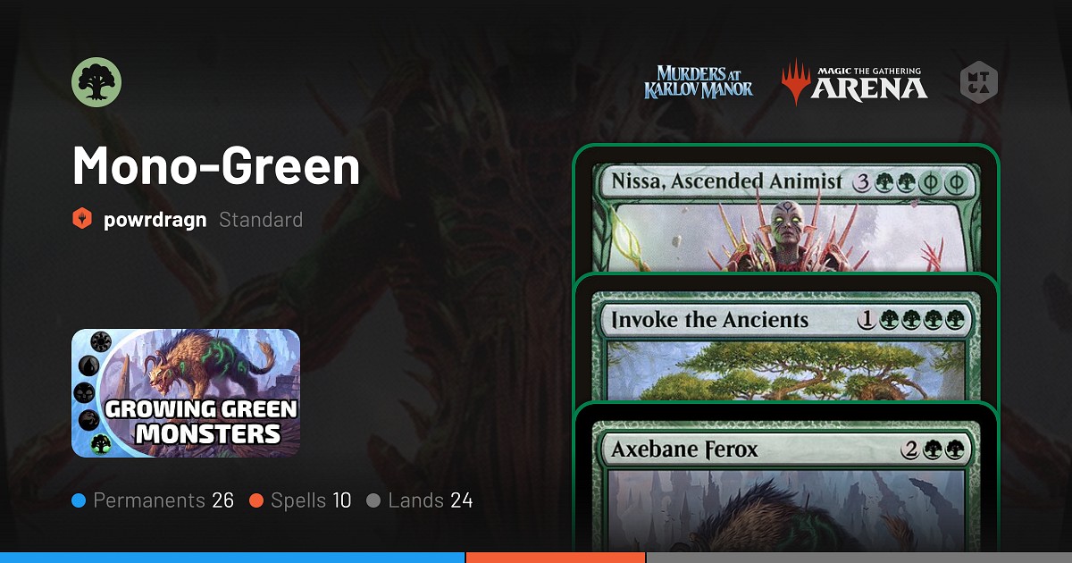 Standard Mono Green Deck By Powrdragn Mtg Arena Decks