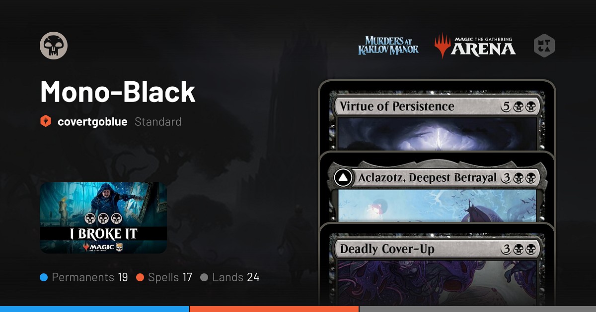 Standard Mono Black Deck By Covertgoblue Mtg Arena Decks